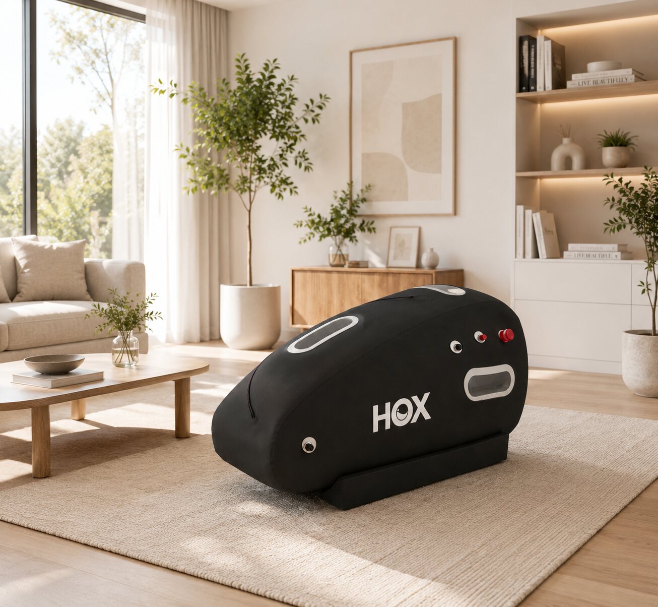 Cámara hiperbárica HOX ONE integrada en un espacio privado