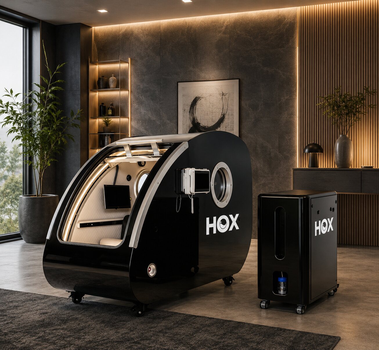 Cámara hiperbárica HOX ULTRA en un espacio profesional
